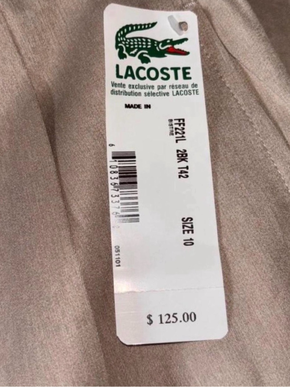 Kids Lacoste Neutral Beige Chino Shorts with Tag